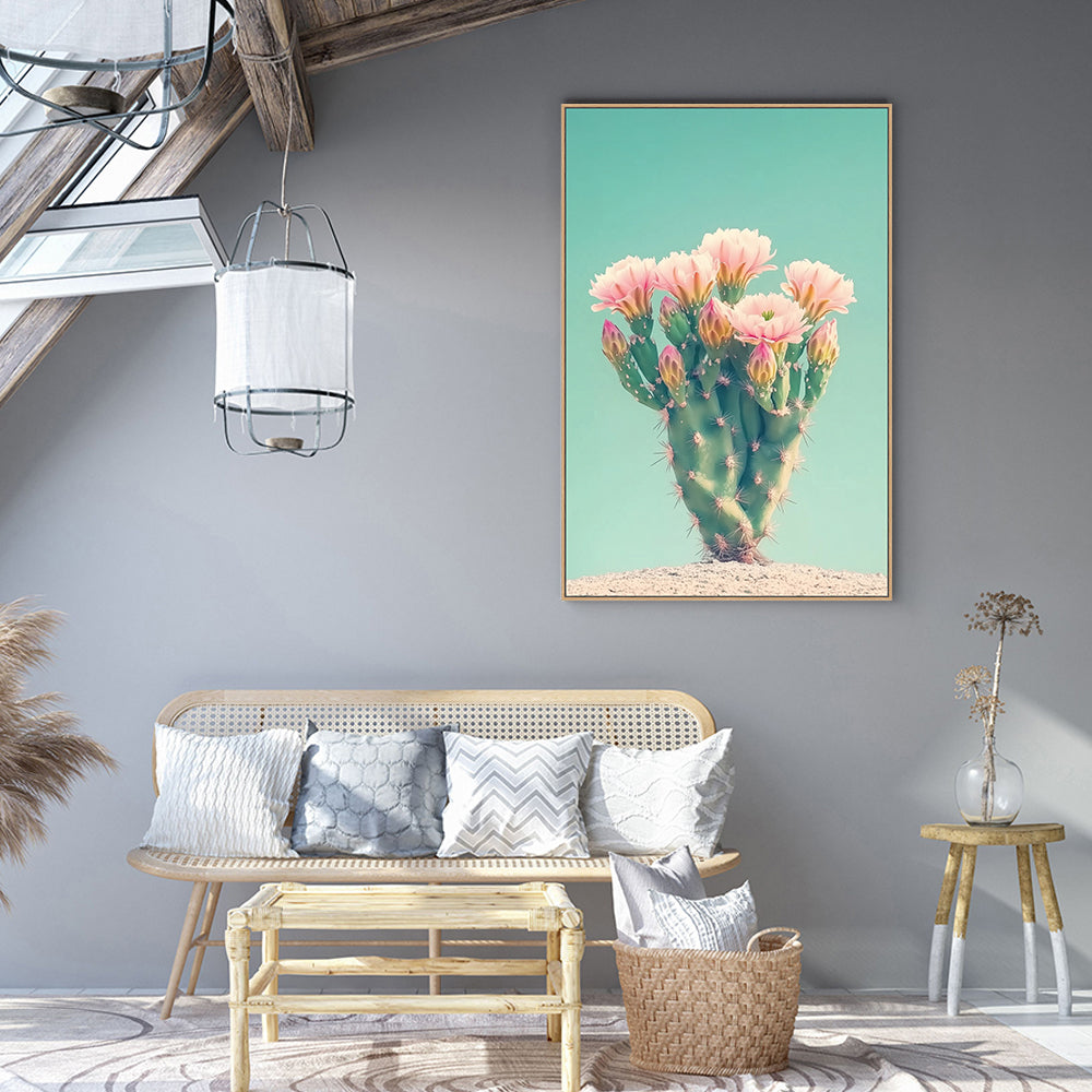 Blooming Cactus Canvas Wall Art