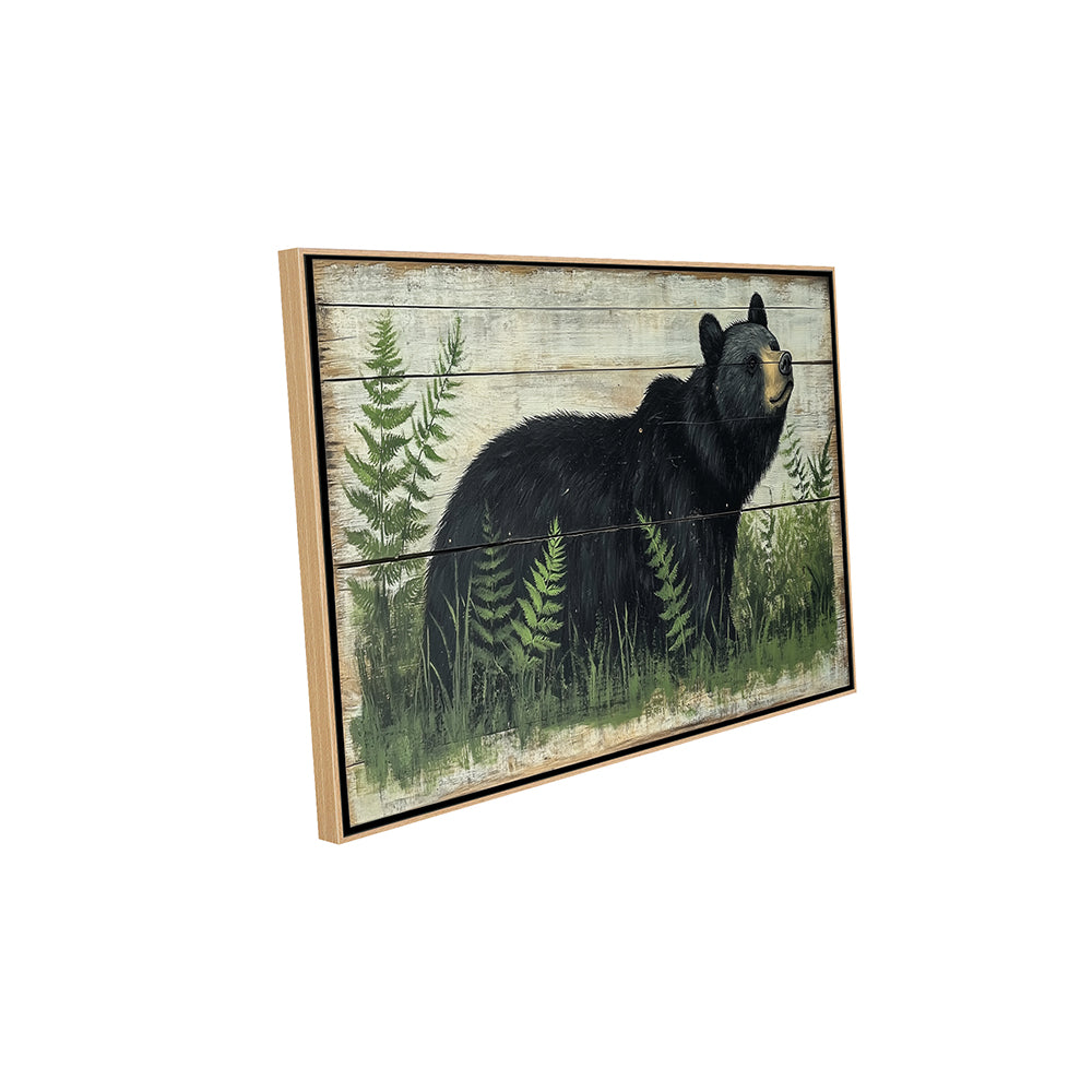 Majestic Black Bear With Rustic Charm Canvas Wall Art
