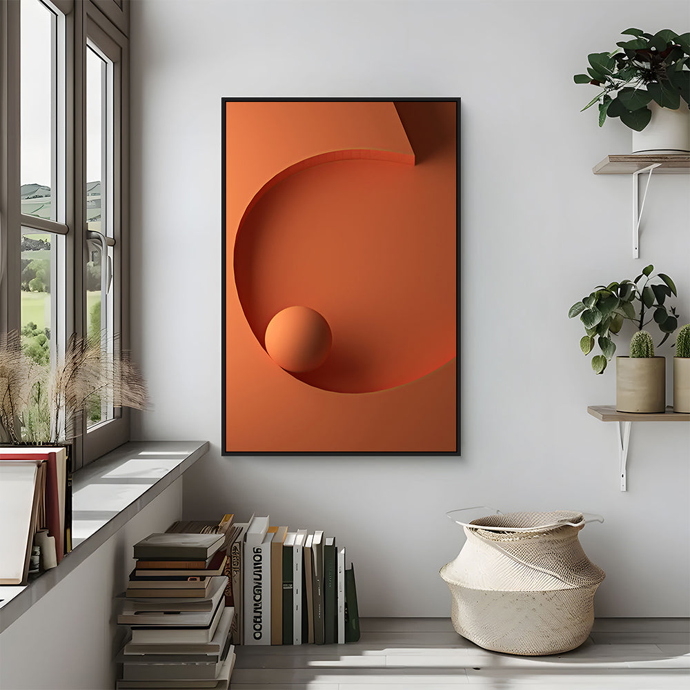 Warm Orange Geometric Balance Canvas Wall Art