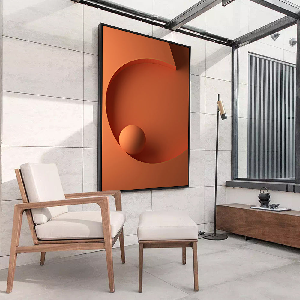 Warm Orange Geometric Balance Canvas Wall Art