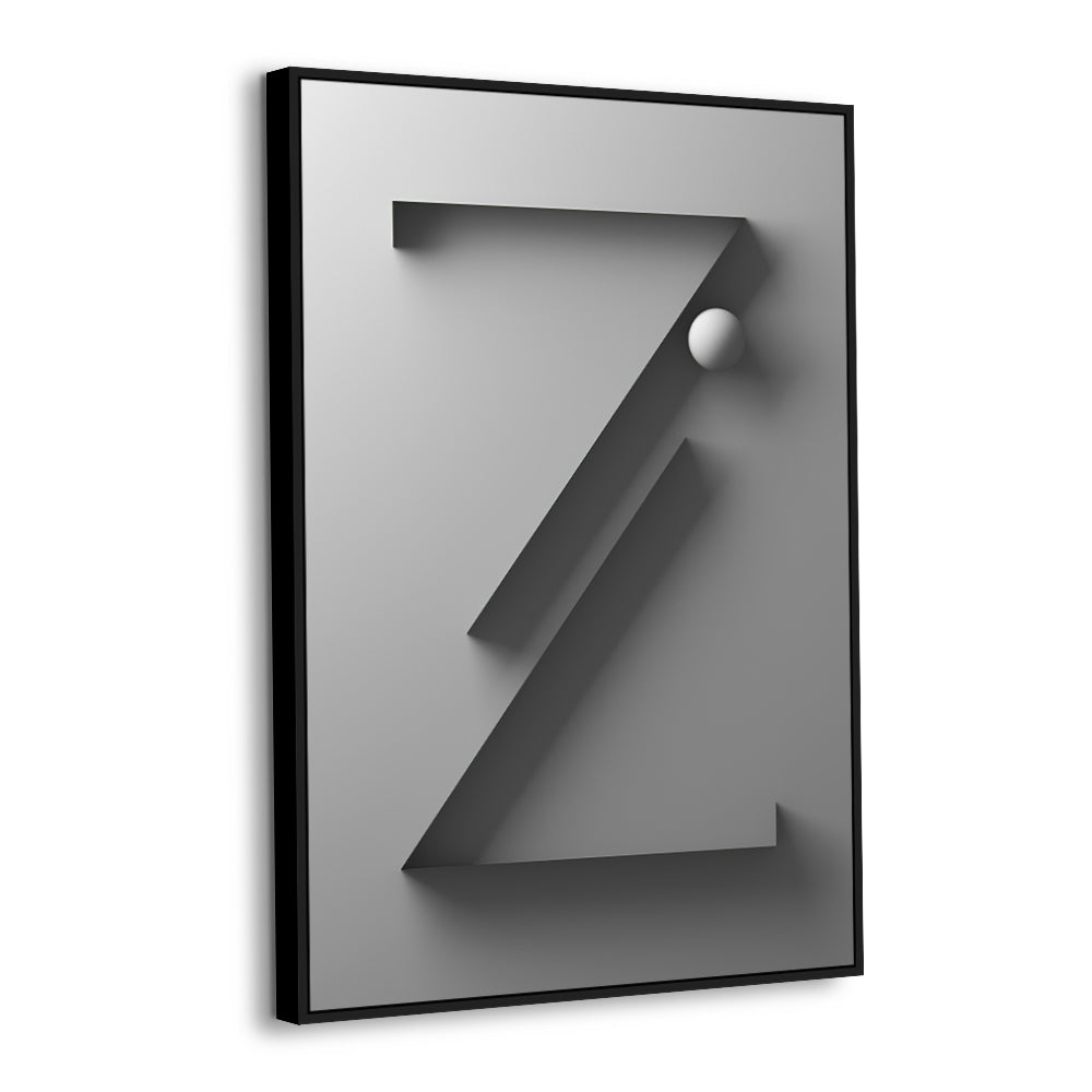 Sleek Monochrome Geometric Z Canvas Wall Art