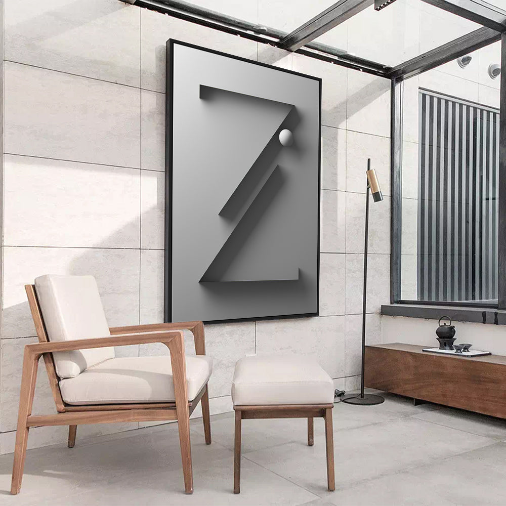 Sleek Monochrome Geometric Z Canvas Wall Art