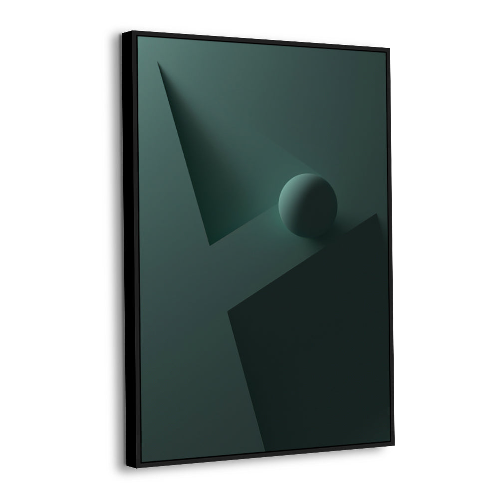 Mystic Green Geometric Shape With Sphere Canvas Wall Art