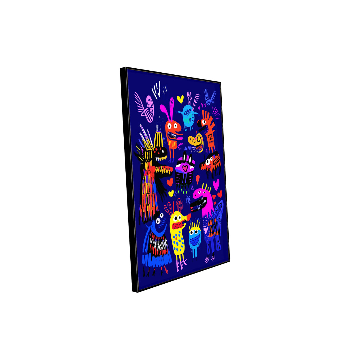 Playful Neon Creatures Canvas Wall Art
