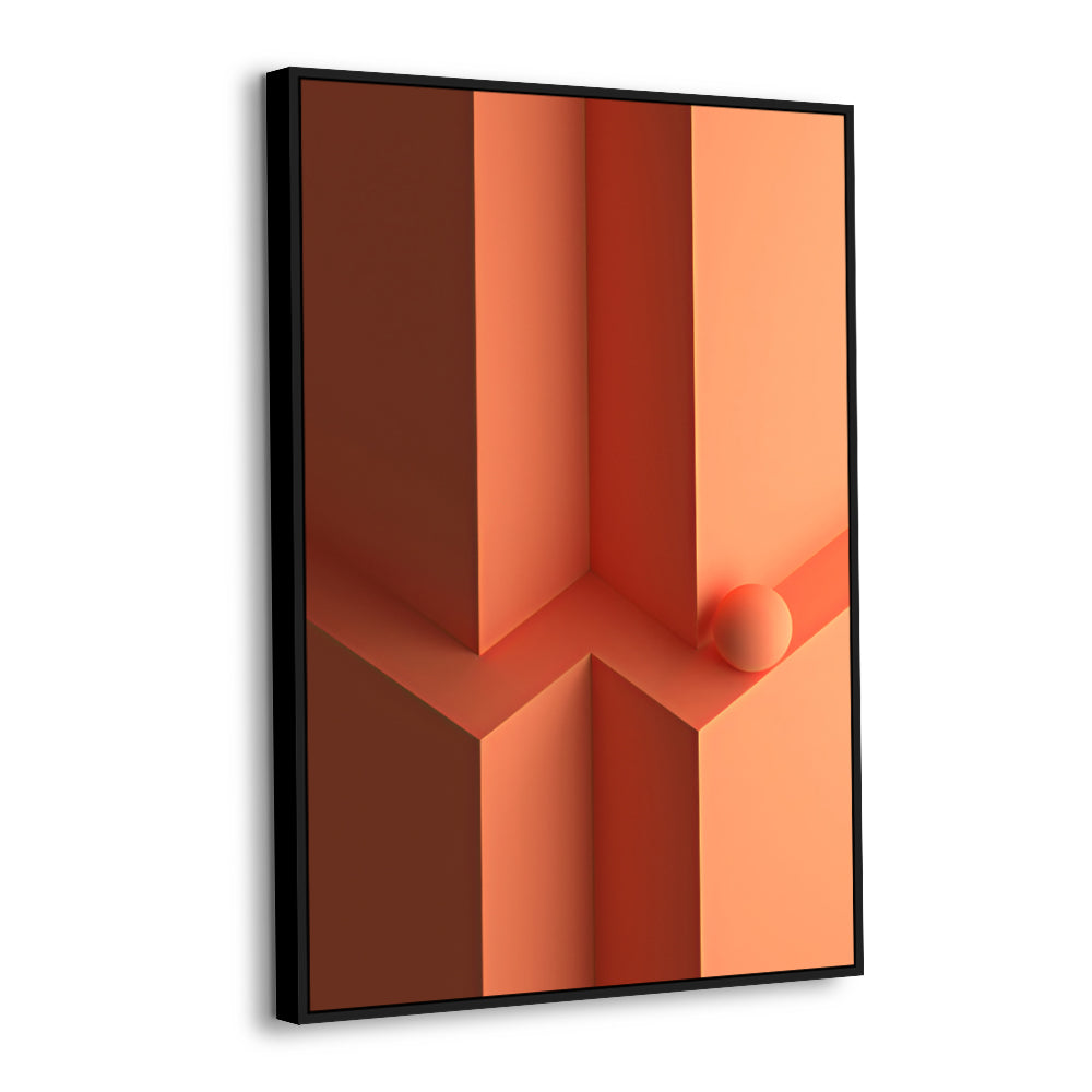 Bold Orange Geometric Design With Sphere Canvas Wall Art