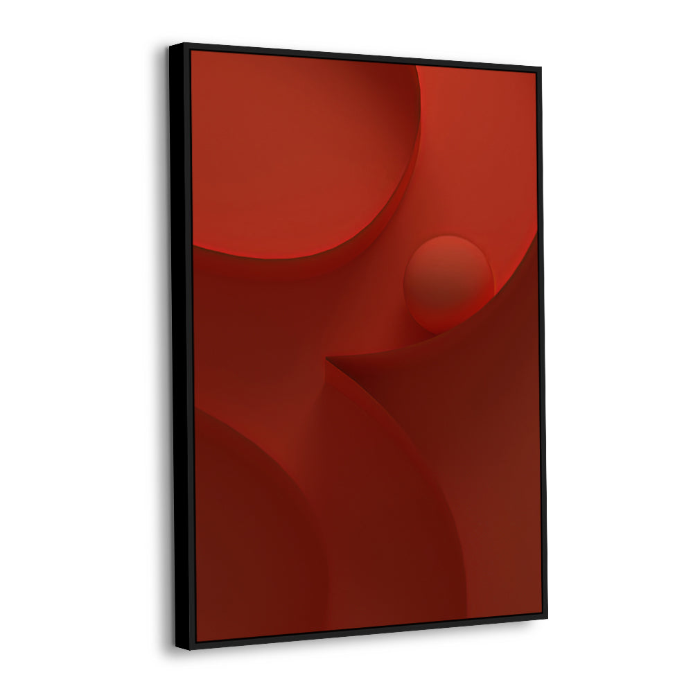 Bold Red Geometric Design With Spherical Element Canvas Wall Art