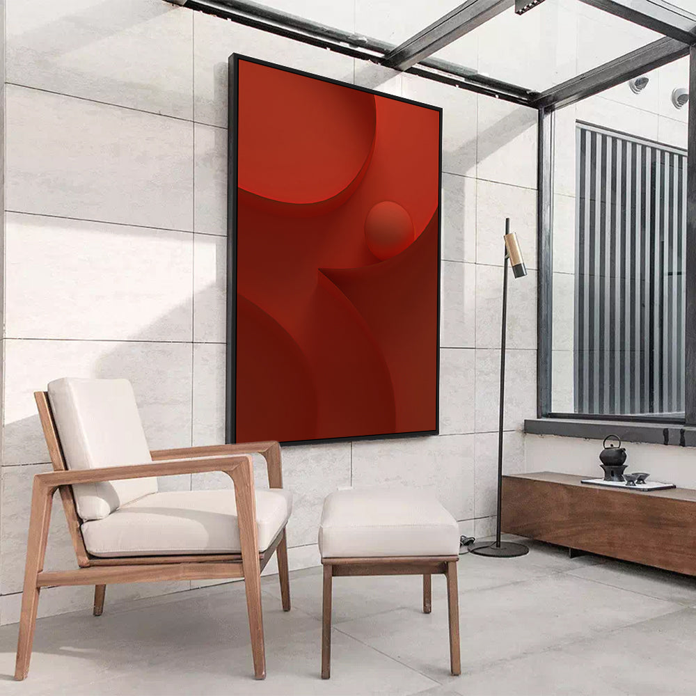 Bold Red Geometric Design With Spherical Element Canvas Wall Art
