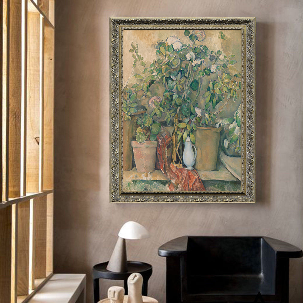 Terracotta Pots And Flowers Still Life By Paul Cezanne