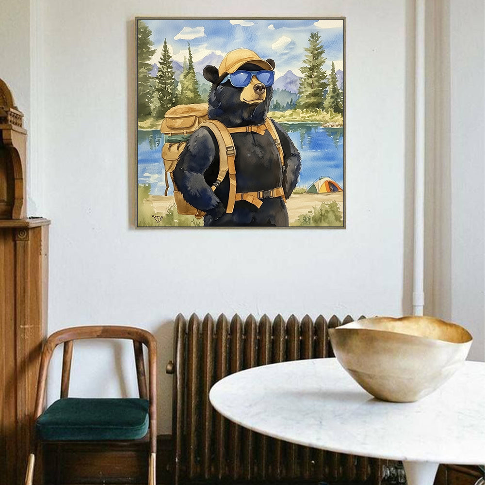 Adventure Bear- Wilderness Explorer Design Canvas Wall Art