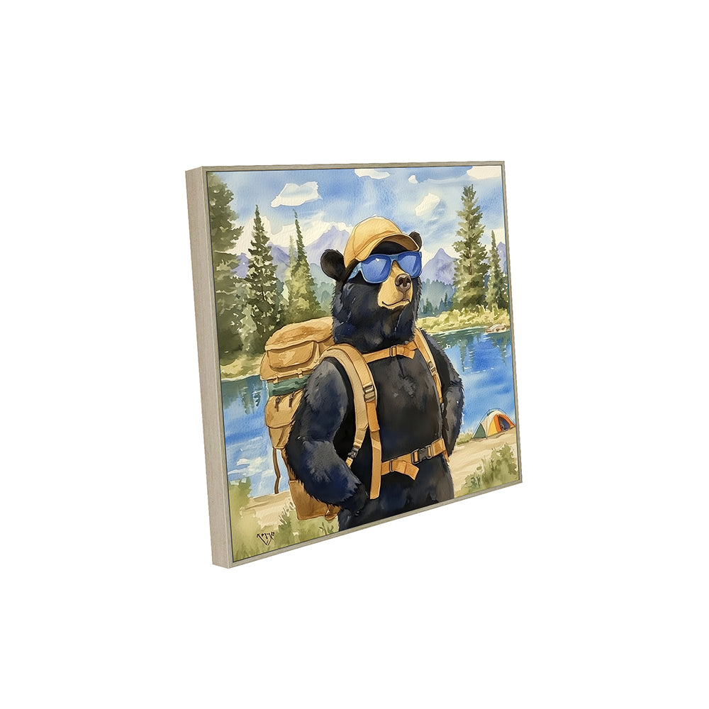 Adventure Bear- Wilderness Explorer Design Canvas Wall Art