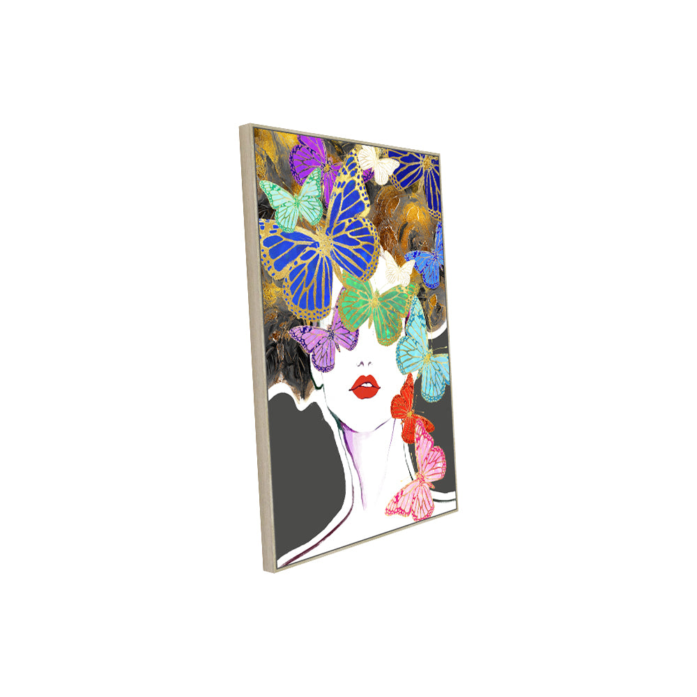 Butterfly Muse: Vibrant Elegance Canvas Wall Art