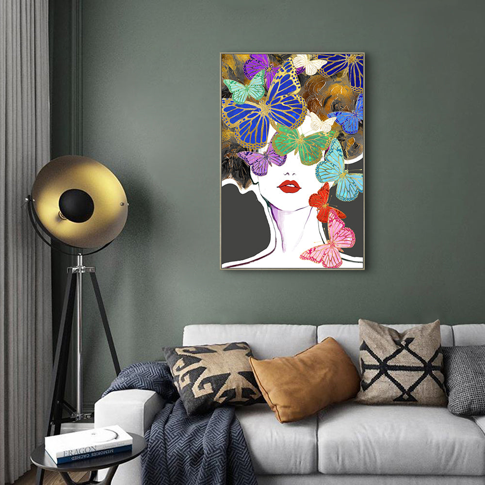 Butterfly Muse: Vibrant Elegance Canvas Wall Art