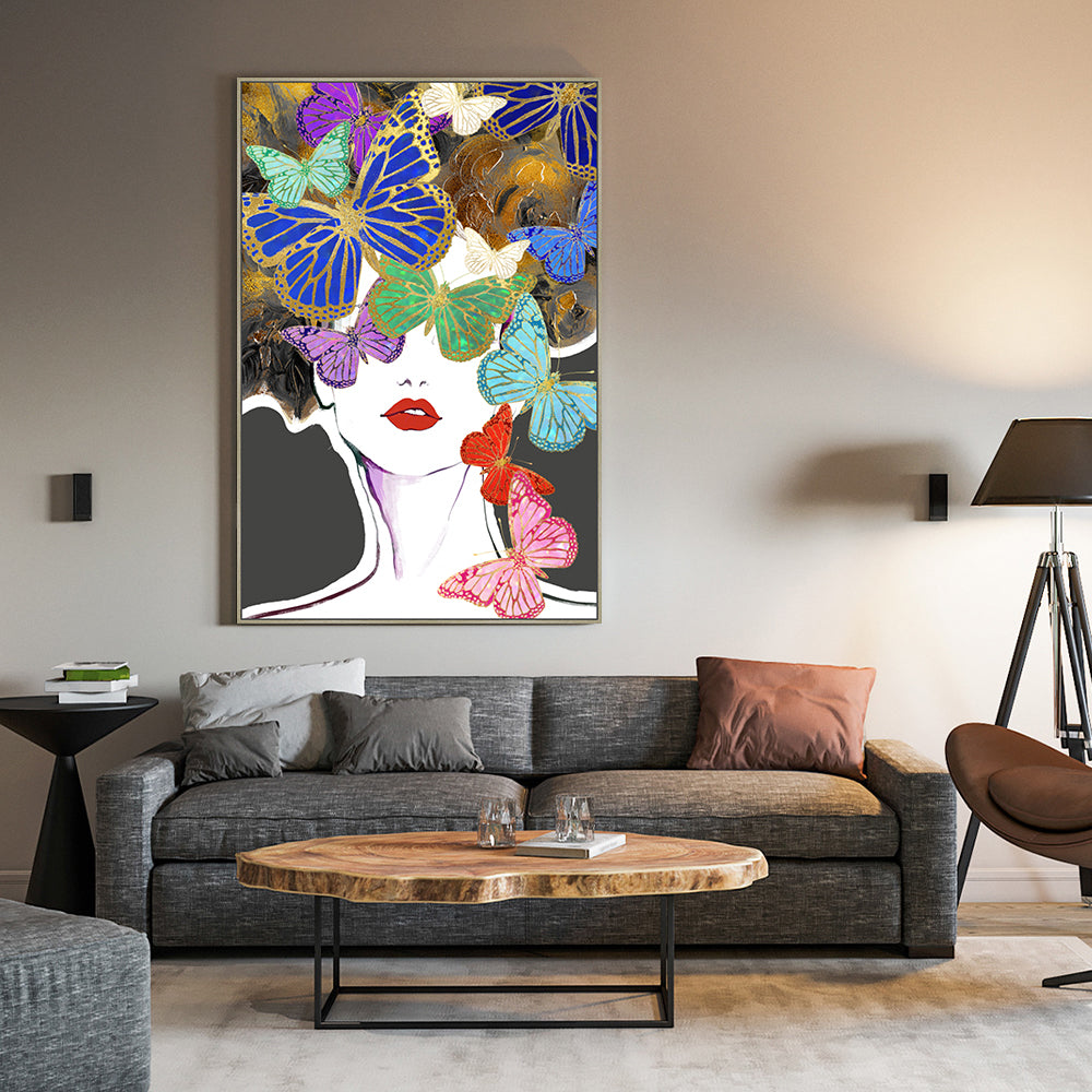 Butterfly Muse: Vibrant Elegance Canvas Wall Art