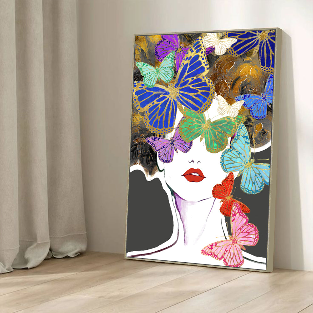 Butterfly Muse: Vibrant Elegance Canvas Wall Art