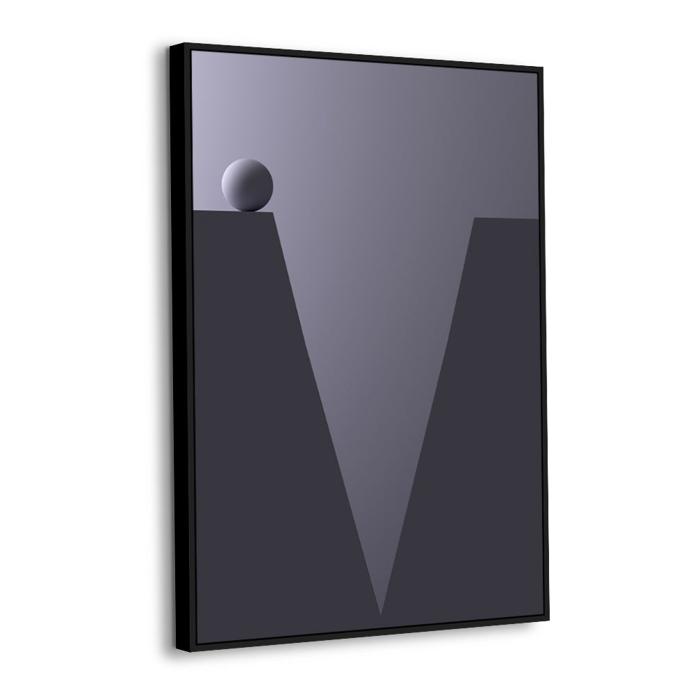 Contemporary Geometric Abstract Canvas Wall Art With Sphere on Edge