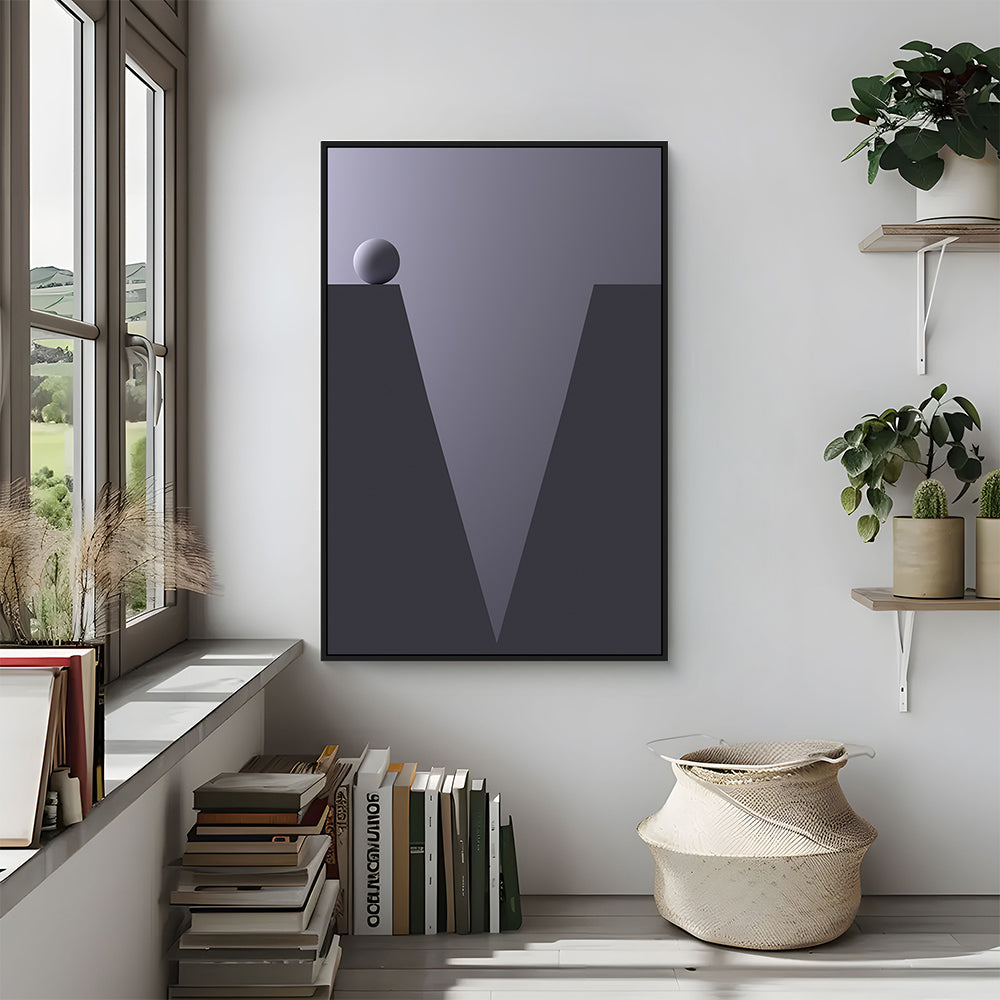 Contemporary Geometric Abstract Canvas Wall Art With Sphere on Edge