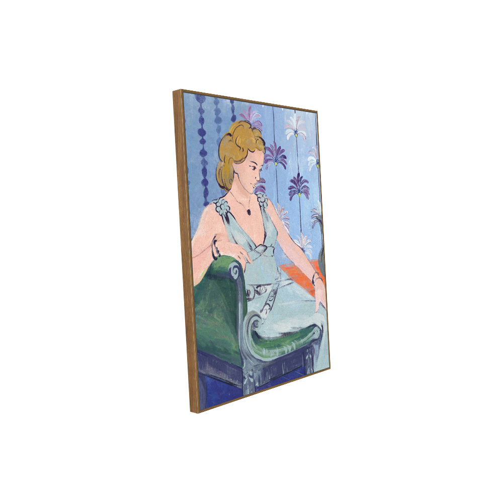 Poised Elegance: Lady In Blue Canvas Wall Art