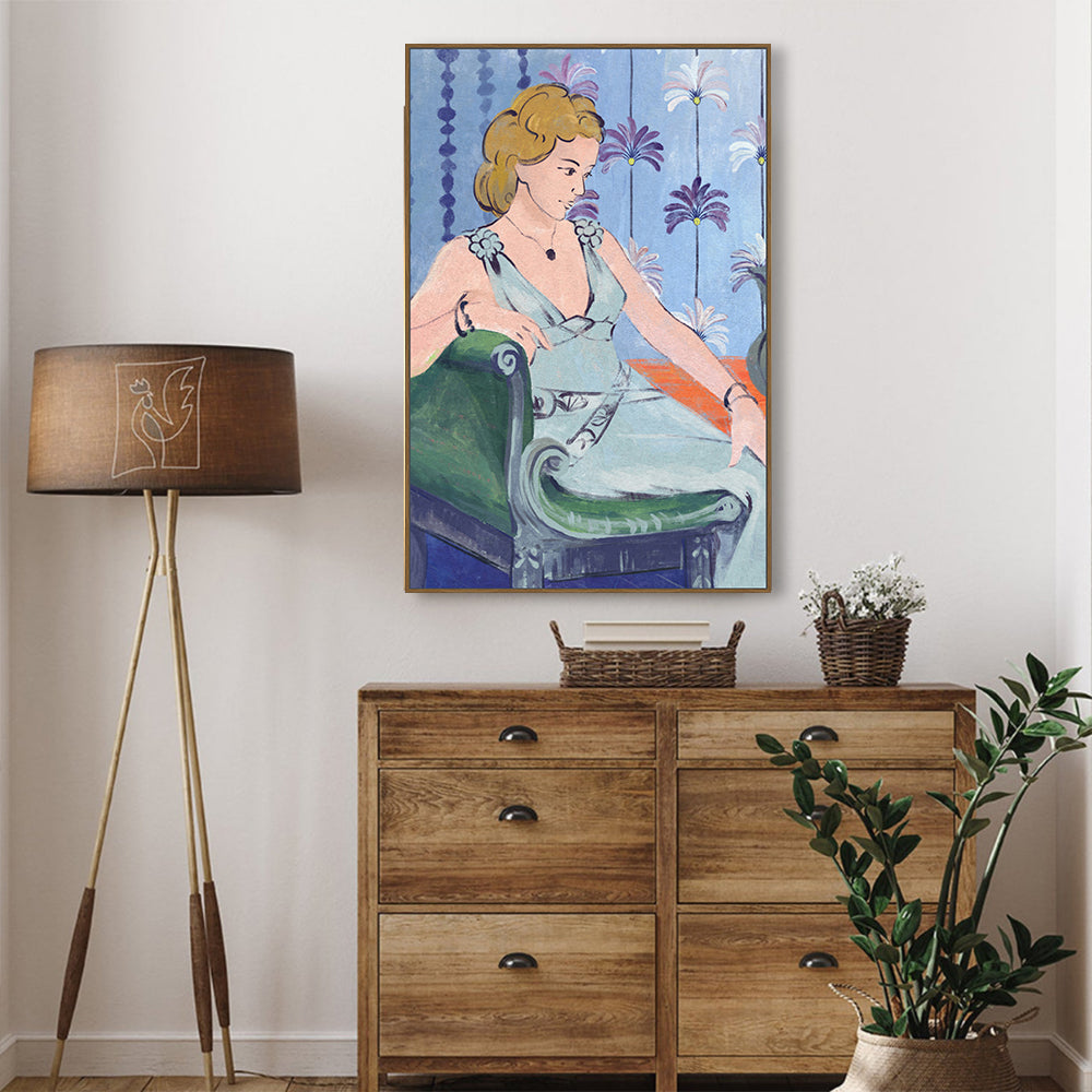 Poised Elegance: Lady In Blue Canvas Wall Art