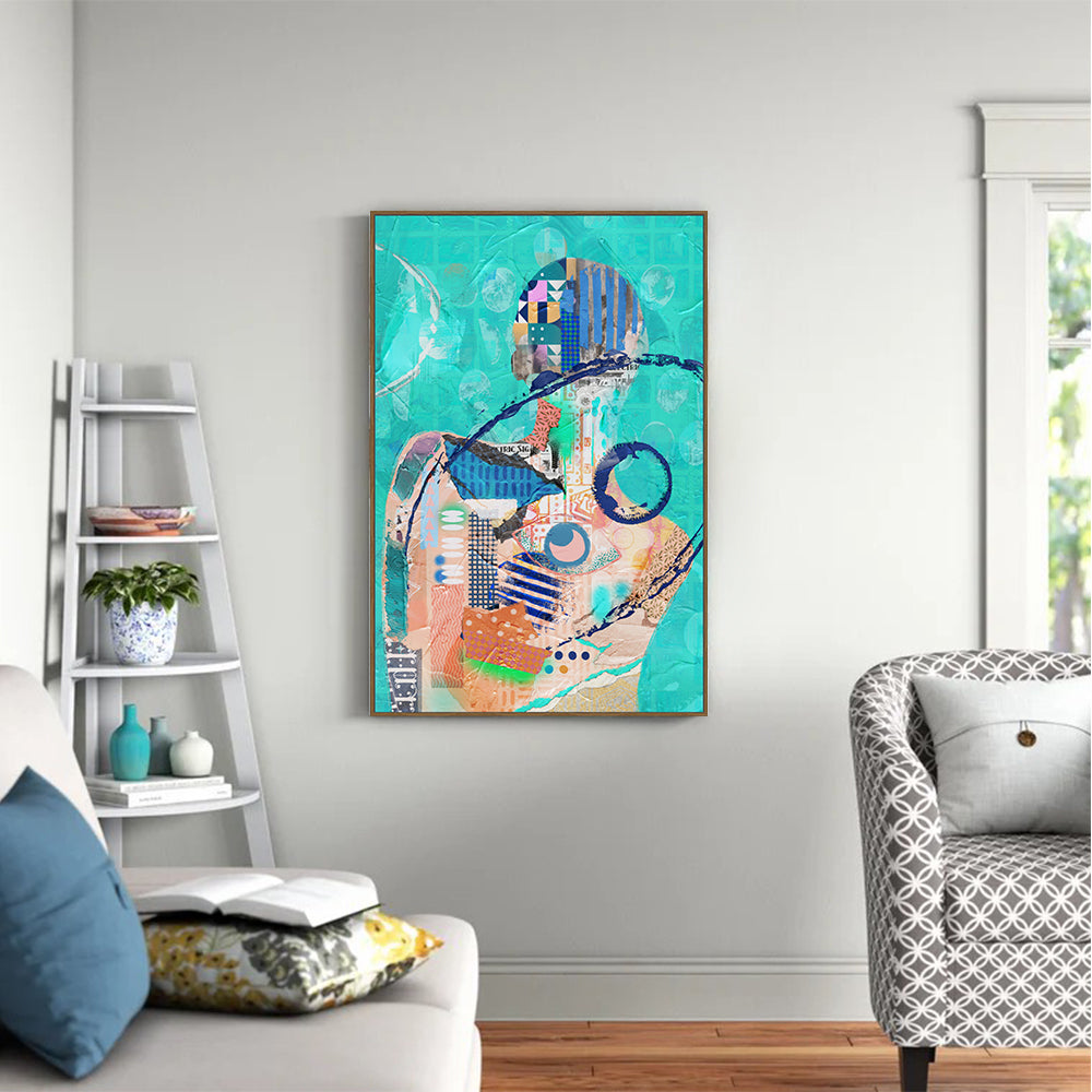 Aqua Harmony Figure Canvas Wall Art