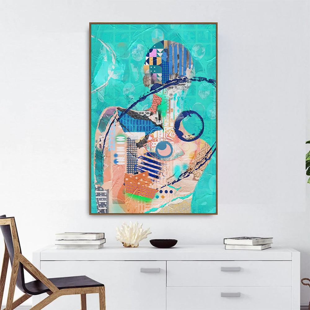 Aqua Harmony Figure Canvas Wall Art