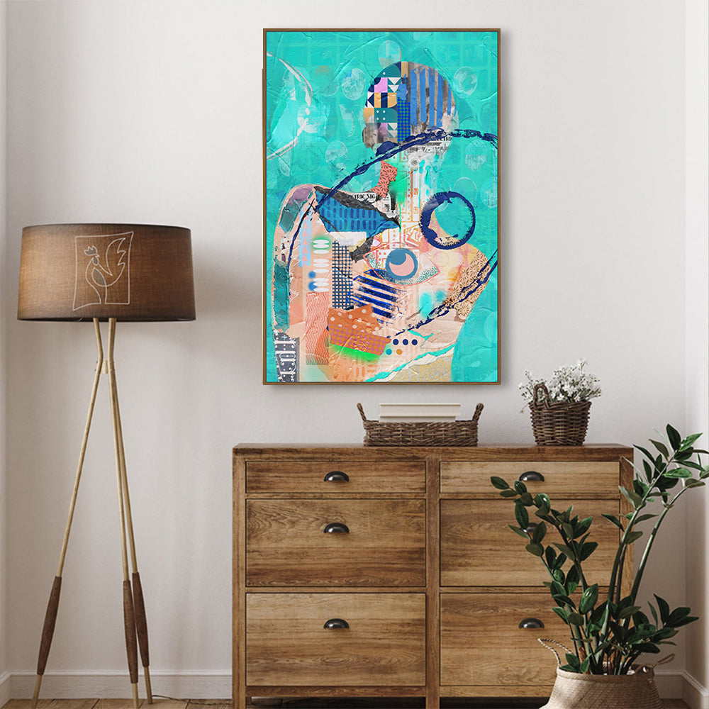 Aqua Harmony Figure Canvas Wall Art