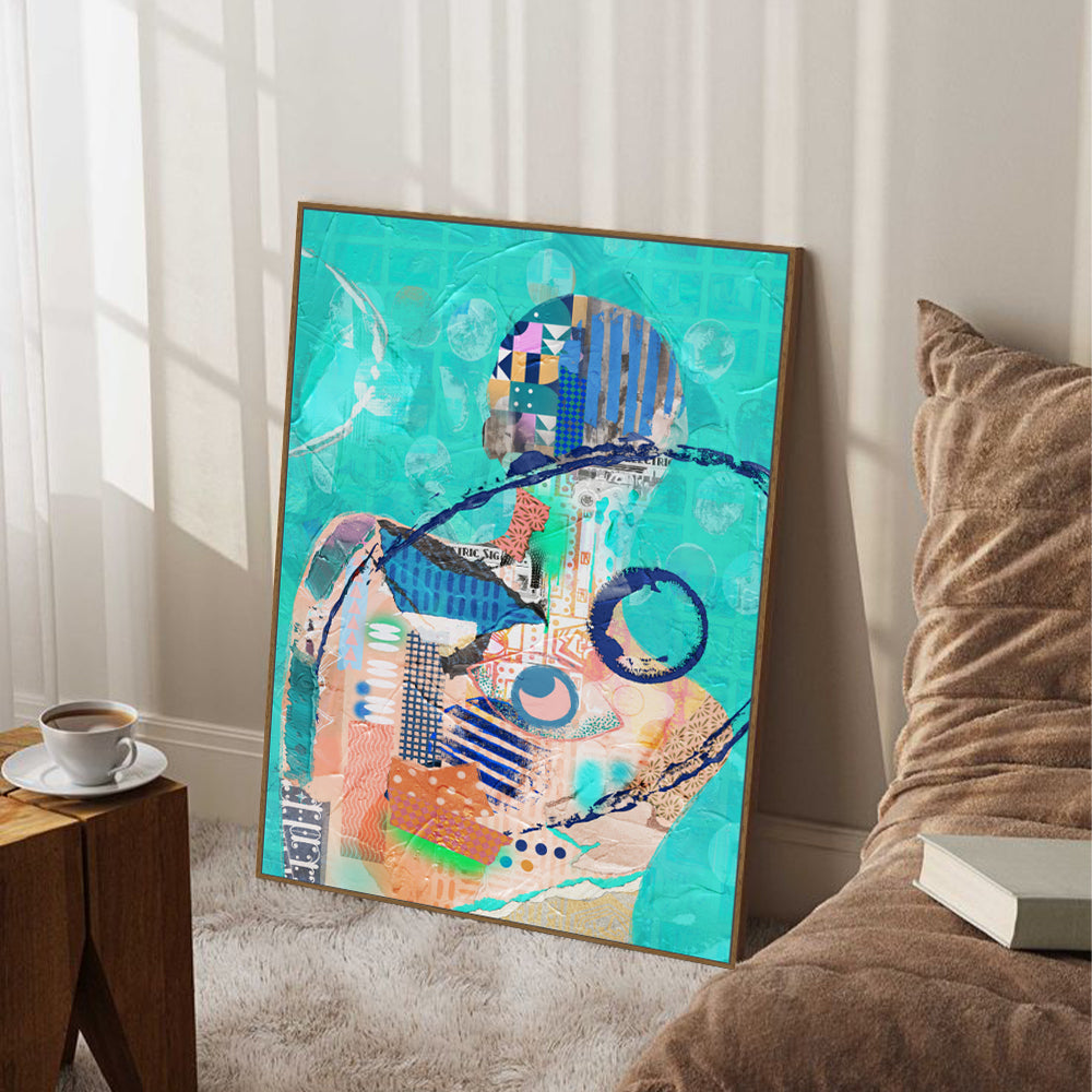 Aqua Harmony Figure Canvas Wall Art
