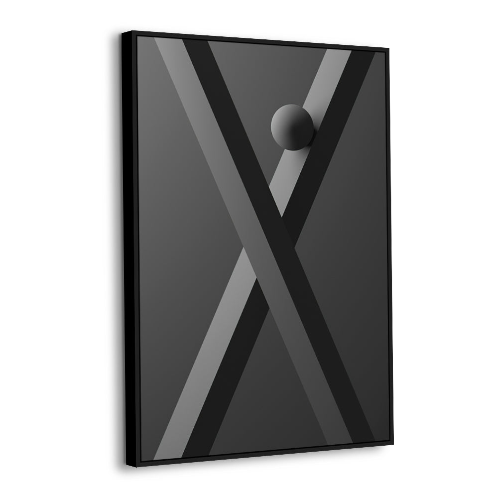 "X-Captioned Geometry" Modern Monochrome Canvas Wall Art