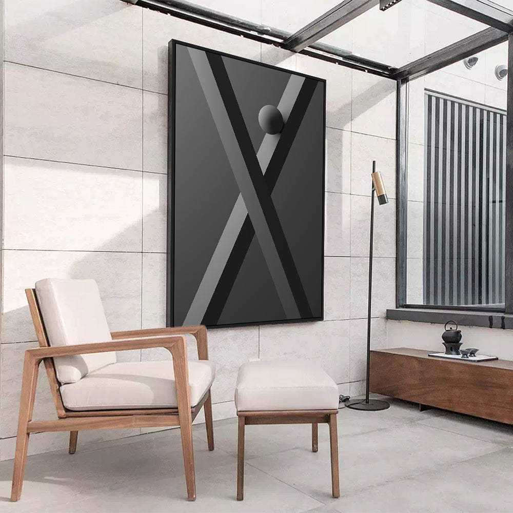 "X-Captioned Geometry" Modern Monochrome Canvas Wall Art