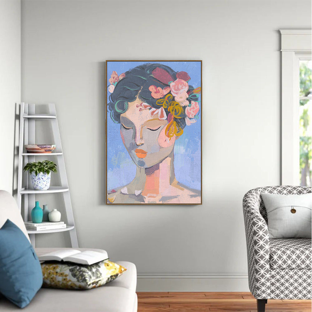 Blooming Grace: Floral Portrait Canvas Wall Art