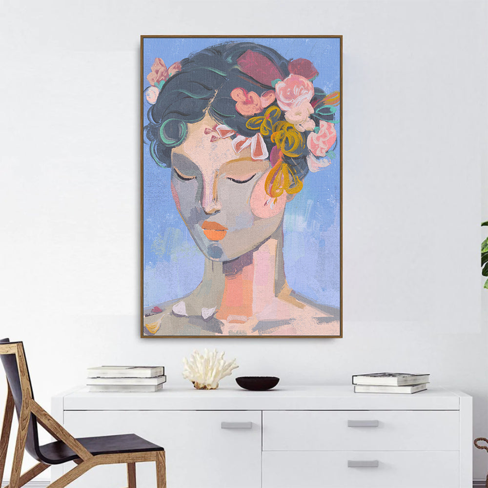 Blooming Grace: Floral Portrait Canvas Wall Art
