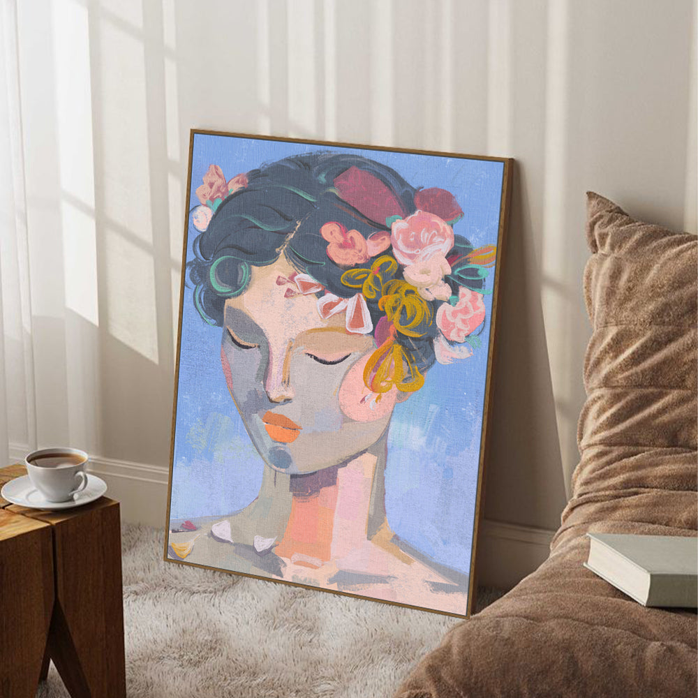 Blooming Grace: Floral Portrait Canvas Wall Art