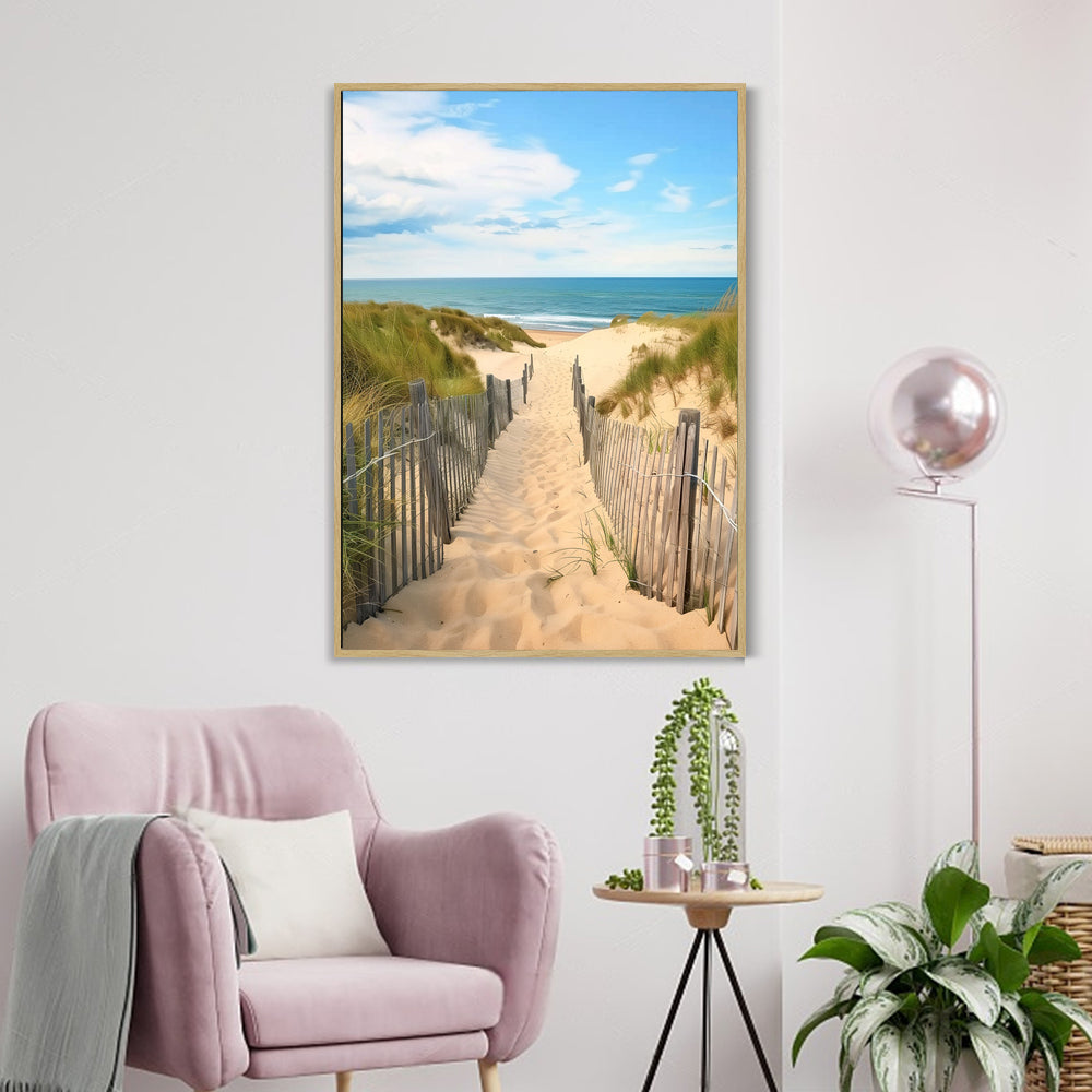 Sandy Pathway to Serenity Coastal Canvas Wall Art