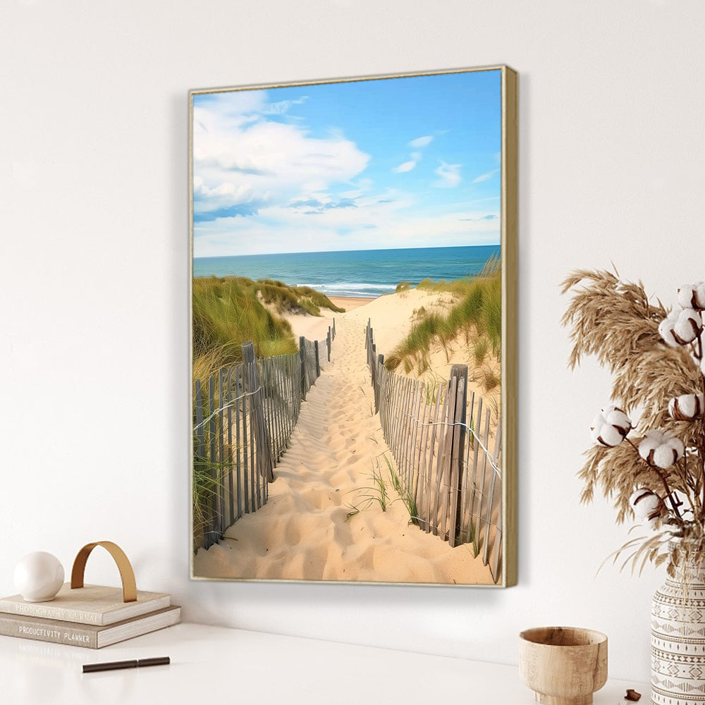 Sandy Pathway to Serenity Coastal Canvas Wall Art