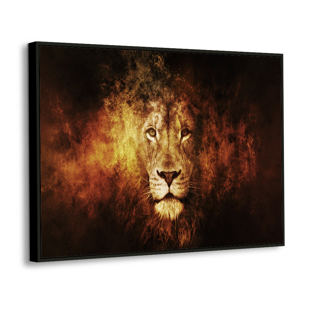 Majestic Lion Fire – Powerful & Fiery Wildlife Decor Canvas Wall Art