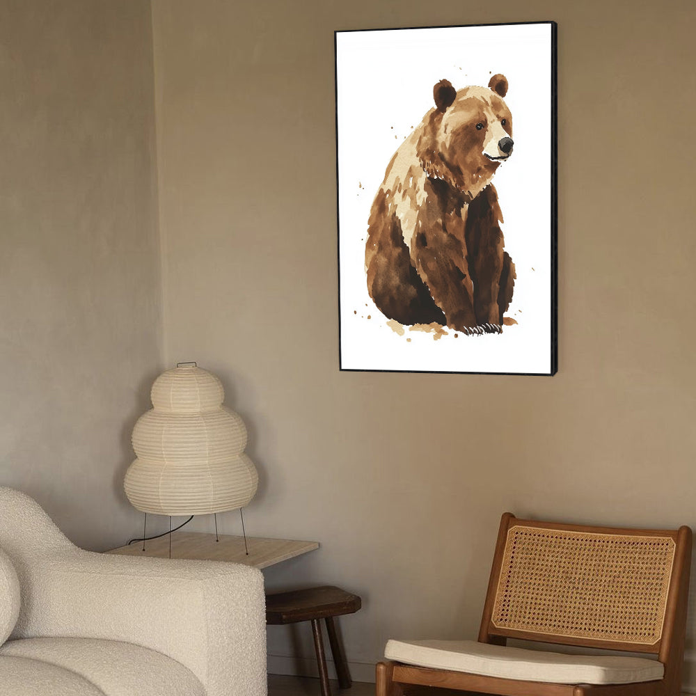 Watercolor Grizzly Bear – Rustic Wildlife Elegance Canvas Wall Art
