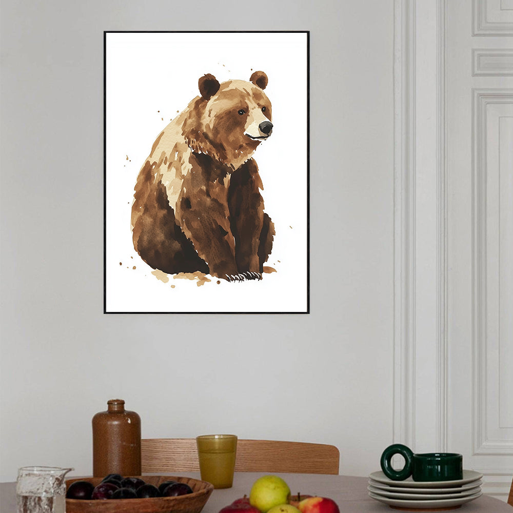 Watercolor Grizzly Bear – Rustic Wildlife Elegance Canvas Wall Art