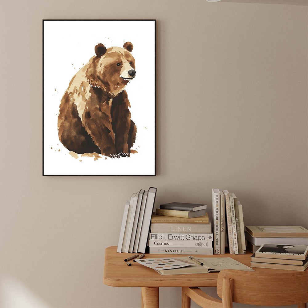 Watercolor Grizzly Bear – Rustic Wildlife Elegance Canvas Wall Art
