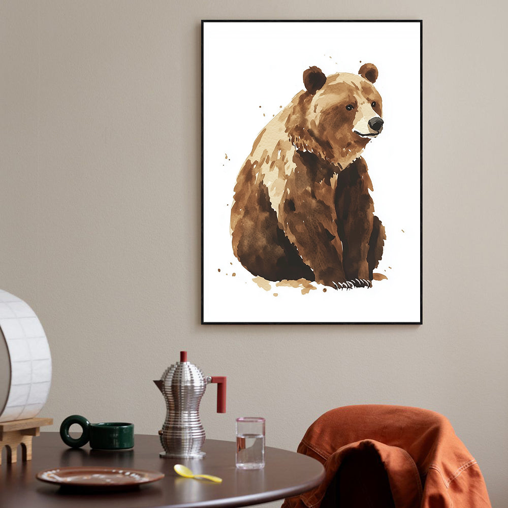 Watercolor Grizzly Bear – Rustic Wildlife Elegance Canvas Wall Art