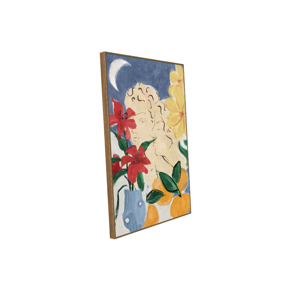 Moonlit Blooms: Floral And Portrait Canvas Wall Art