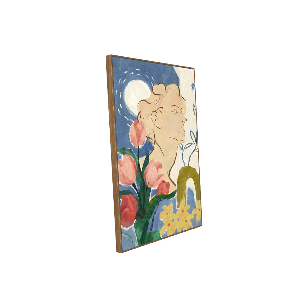 Moonlit Garden: Floral And Portrait Canvas Wall Art
