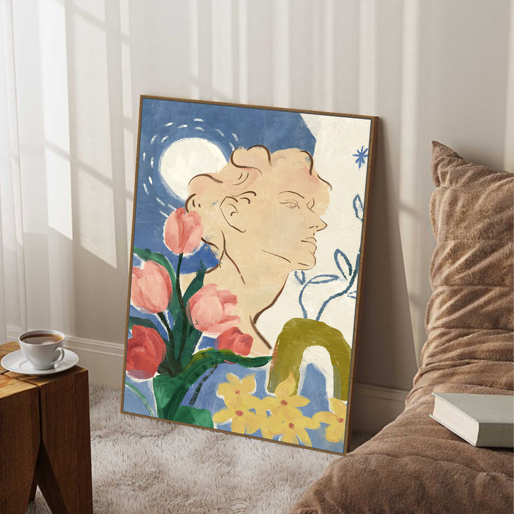 Moonlit Garden: Floral And Portrait Canvas Wall Art