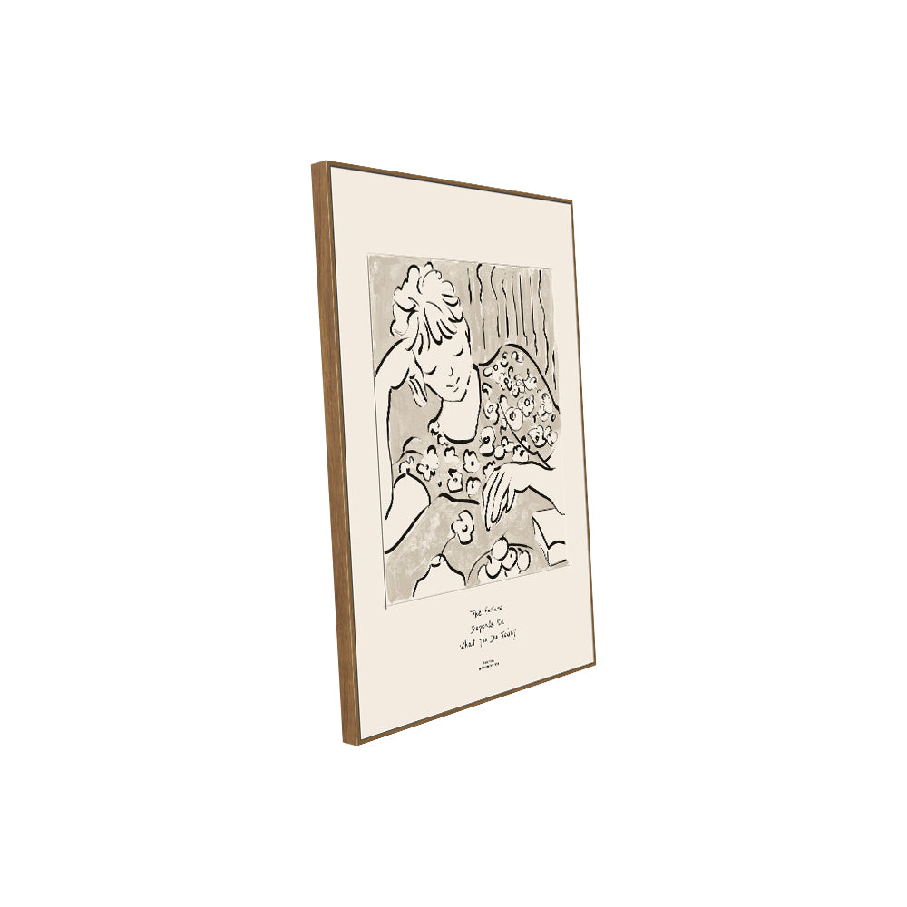 Pensive Grace: Minimalist Line Art Canvas Wall Art