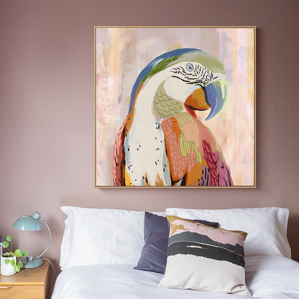 Vibrant Macaw Parrot Canvas Wall Art – Colorful & Whimsical Bird Painting
