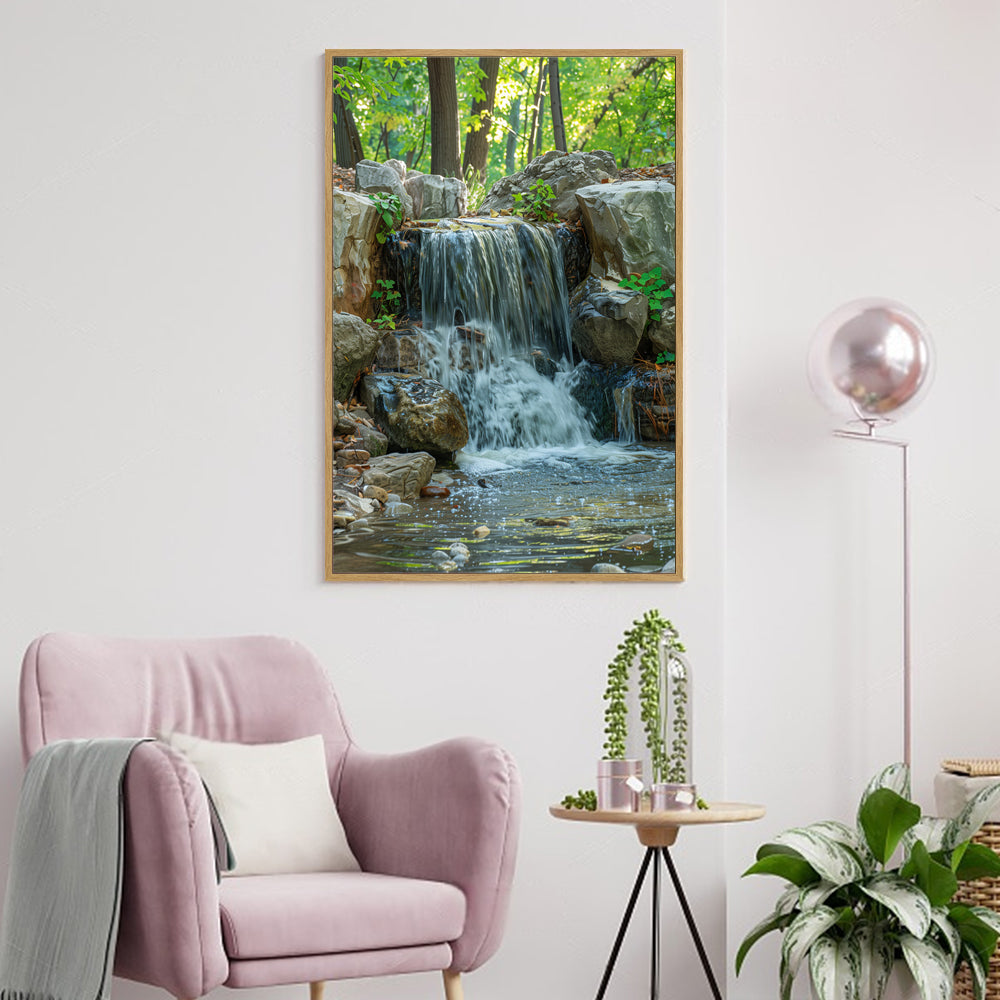 Tranquil Forest Waterfall Canvas Wall Art
