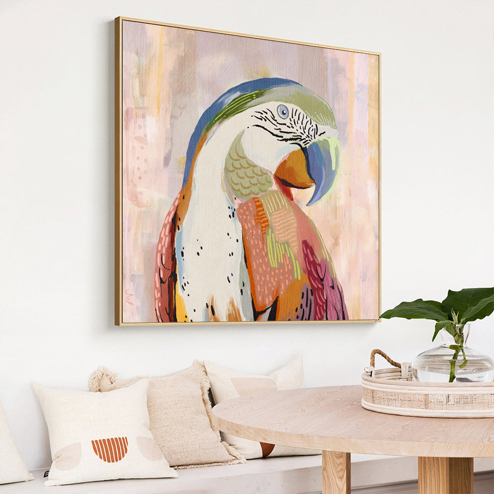Vibrant Macaw Parrot Canvas Wall Art – Colorful & Whimsical Bird Painting