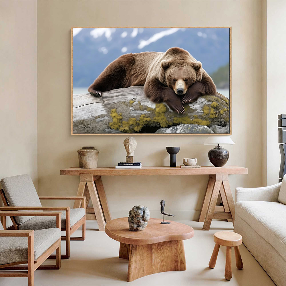 Relaxed Grizzly – Nature's Serenity Canvas Wall Art