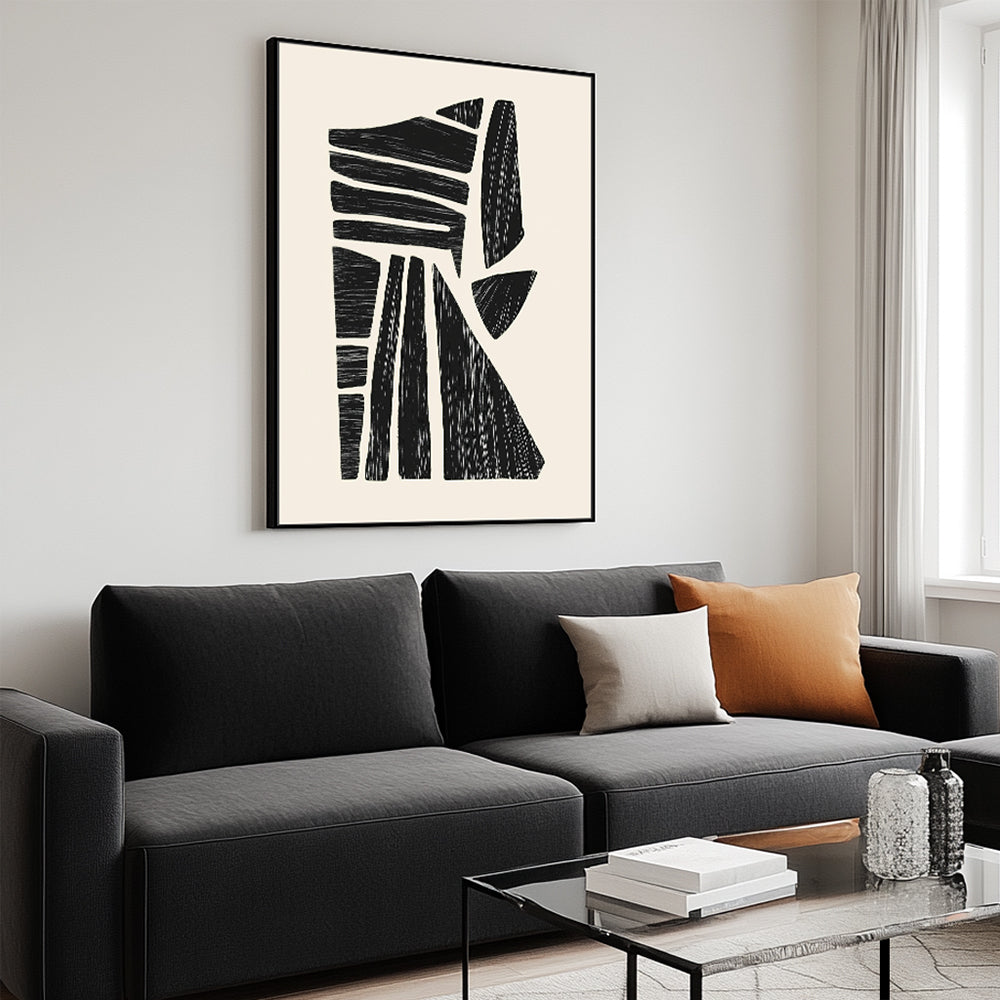 Geometric Black And White Canvas Wall Art