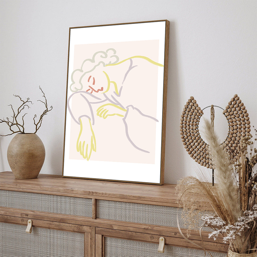 Restful Grace: Minimalist Line Art Canvas Wall Art