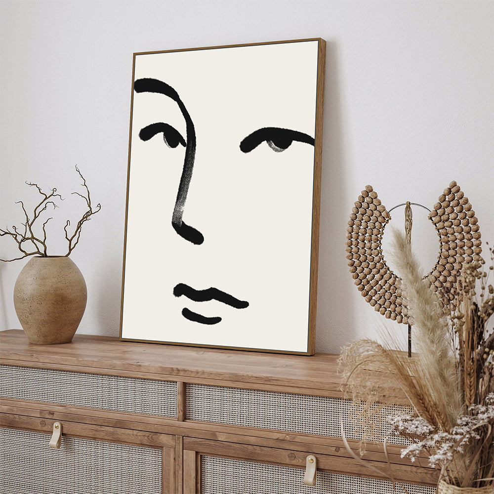 Minimalist Face Line Art - Elegant Simplicity Canvas Wall Art