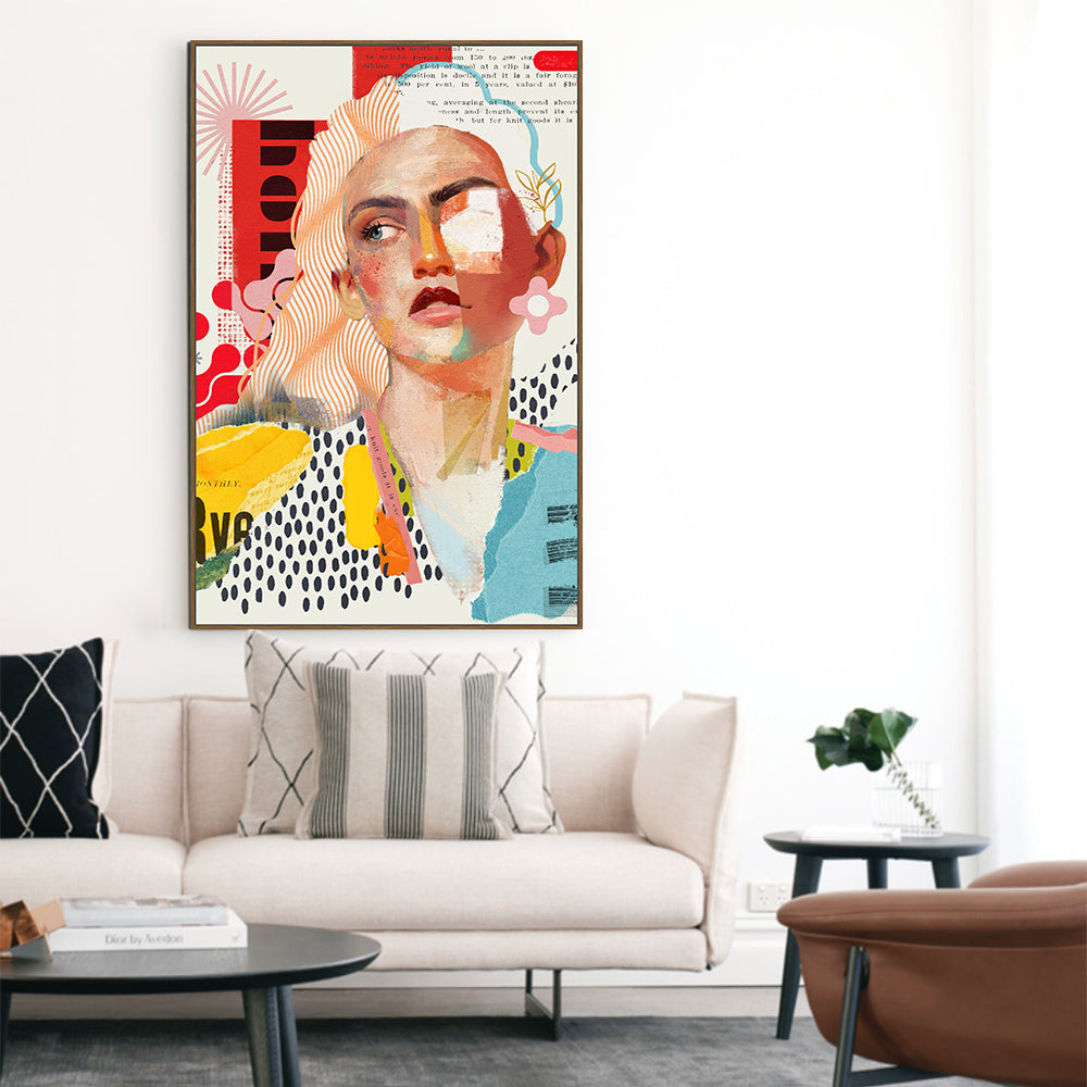 Vivid Collage Portrait - Bold And Modern Expression Canvas Wall Art
